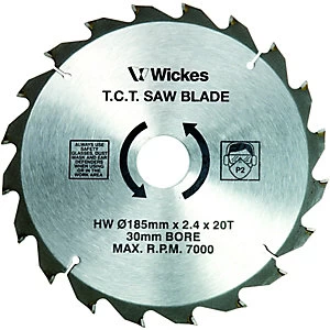 Image of Wickes 20 Teeth Medium Cut Circular Saw Blade 185 x 30mm