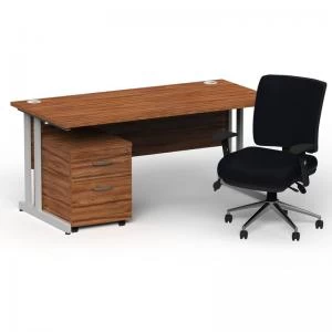 Image of Impulse 1600800 Silver Cant Desk Walnut 2 Dr Mobile Ped & Chiro
