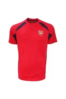 Image of Arsenal FC Mens Official Football Crest Panel T-Shirt (Small) (Red/Navy)