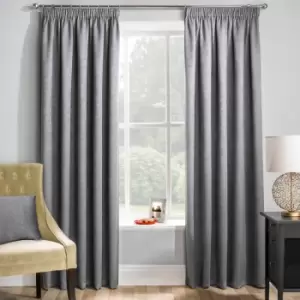 Image of Enhanced Living Matrix Embossed Textured Thermal Blockout Pencil Pleat Curtains, Grey, 66 x 72 Inch