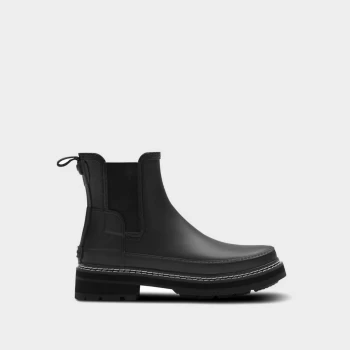 Image of Hunter Womens Refined Stitch Detail Chelsea Boots - Black - UK 4