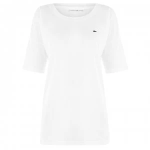 Image of Lacoste Block Tape T Shirt - Wht/Blk/Wht