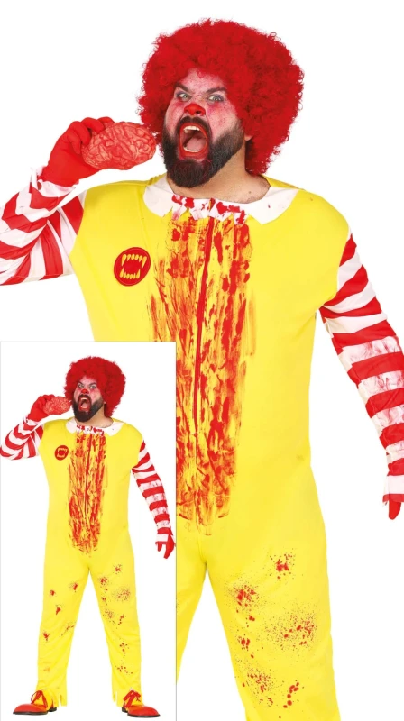 Image of Fiestas Guirca Mens Fancy Dress Adult Burger Onesie Costume in Red Size: XL Red Male XL