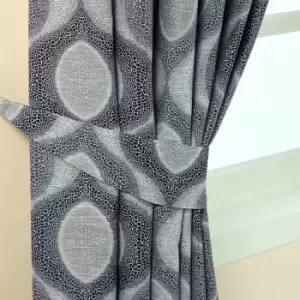 Image of Homescapes - Blue Modern Curve Jacquard Curtain Tie Back Pair - Blue