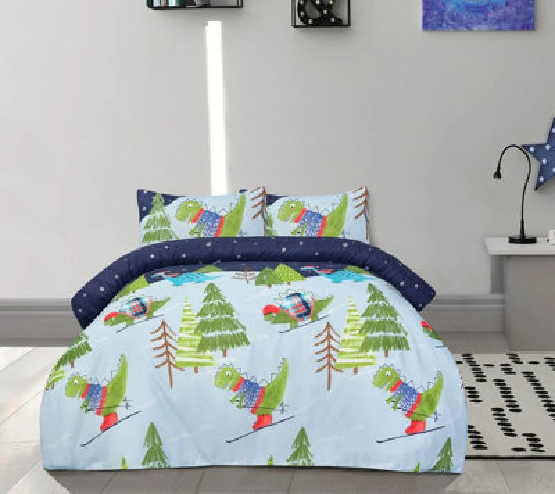Image of Smart Living Smart Living Fun & Cosy Kids Duvet Cover with Pillowcase & Fitted Sheet Complete Set in Blue Size: Double Blue Double Unisex 505655758