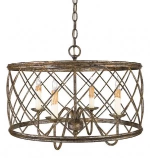 Image of 4 Light Cage Ceiling Pendant Century Silver Leaf, E14