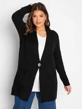 Image of Yours Button Detail Cardigan Black, Size 20, Women