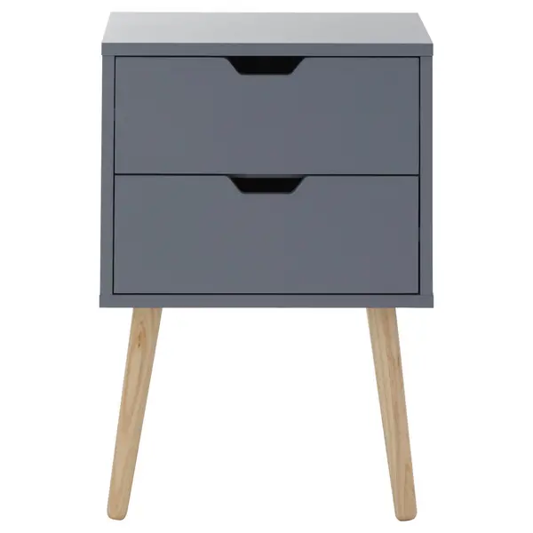 Image of Nyborg 2 Drawer Bedside Table Dark Grey