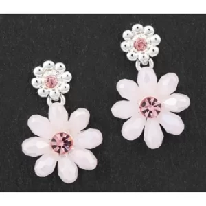 Image of Boho Chic Silver Plated Flower Earrings Pink