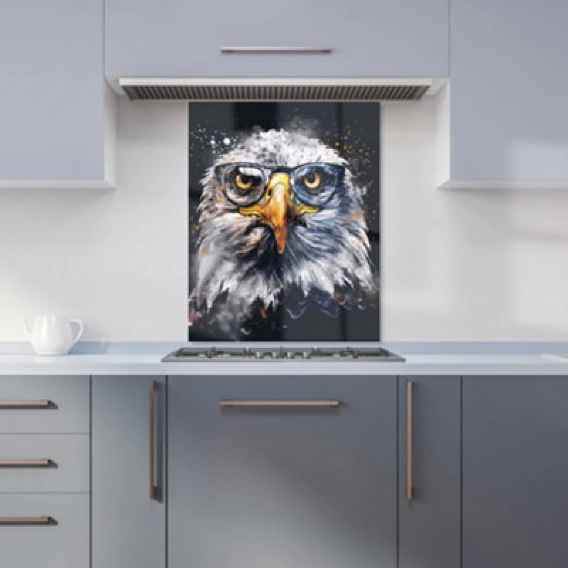 Image of Warren Reed Designer Eagle In Glasses Splashart Kitchen Splashback