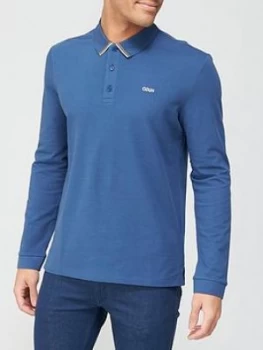 Image of Hugo Boss Donal 211 Long Sleeve Polo Shirt Navy Size S Men