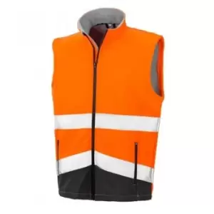 Image of Result Adults Safe-Guard Printable Safety Soft Shell Gilet (L) (Fluorescent Orange/Black) - Fluorescent Orange/Black