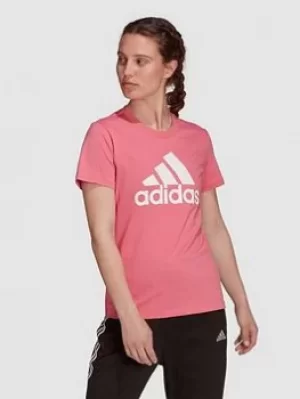 Image of adidas Essentials Big Logo Tee, Rose Size M Women