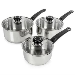 Image of Morphy Richards 3 Piece Stainless Steel Saucepan Set