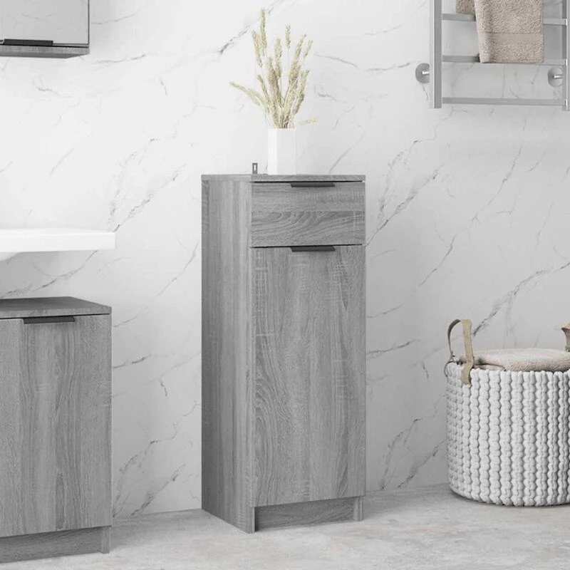 Image of Vidaxl Bathroom Cabinet Grey Sonoma 32X34X90 Cm Engineered Wood, Grey 817058