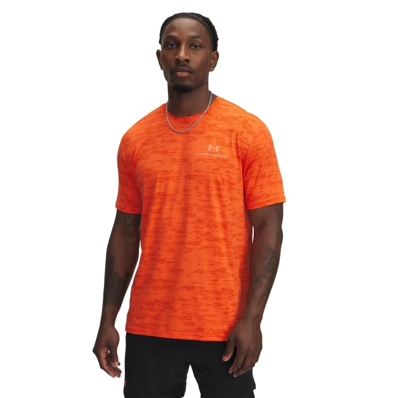 Image of Under Armour Mens Vanish Energy Printed Short-Sleeve Performance Gym Top Orange male S