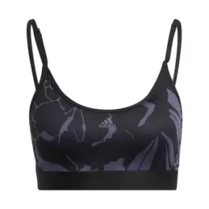 Image of adidas Light-Support Flower Print Bra Womens - Shadow Navy / Black / Black