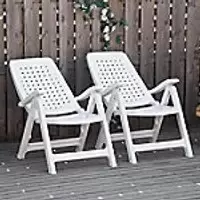 Image of OutSunny Folding Chair Set White 695 x 1,020 mm