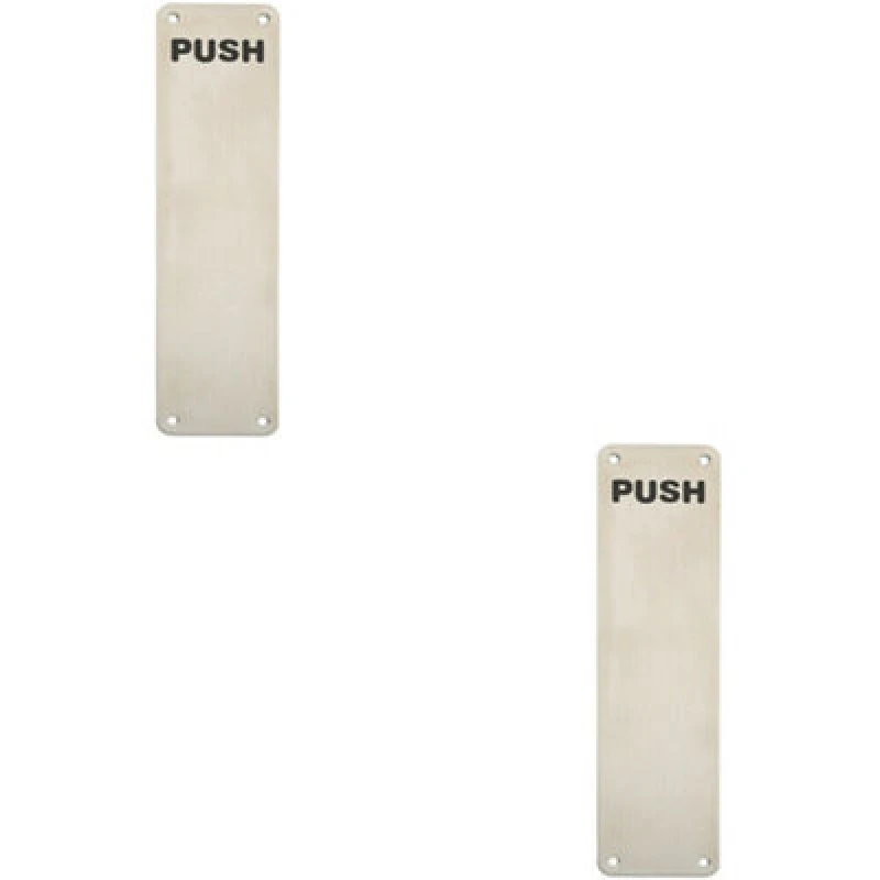 Image of Loops 2x Push Engraved Door Finger Plate 300 x 75mm Satin Stainless Steel Push Plate Metallics