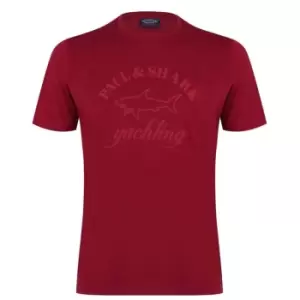 Image of Paul And Shark Tonal Printed T Shirt - Red