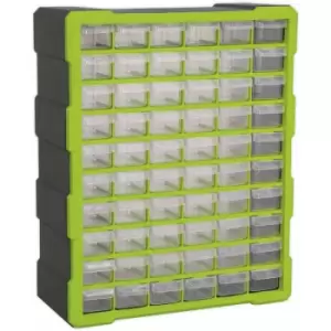 Image of 380 x 160 x 475mm 60 Drawer Parts Cabinet - green - Wall Mounted / Standing Box