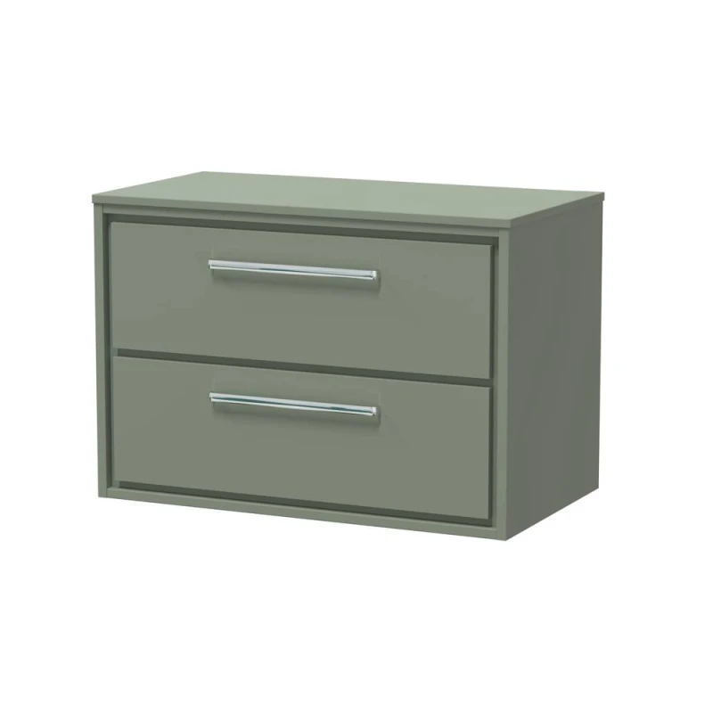 Image of Balterley 800mm Wall Hung 2-Drawer Vanity with Worktop - Fern Green Green Unisex