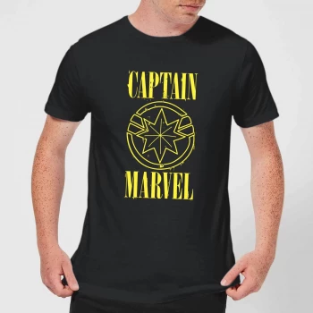 Image of Captain Marvel Grunge Logo Mens T-Shirt - Black - 3XL - Black