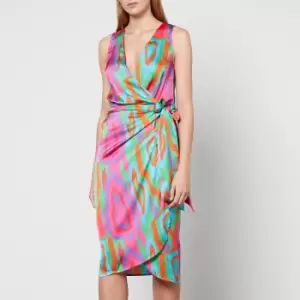 Image of Never Fully Dressed Reeve Vienna Satin-Crepe Midi Wrap Dress - M