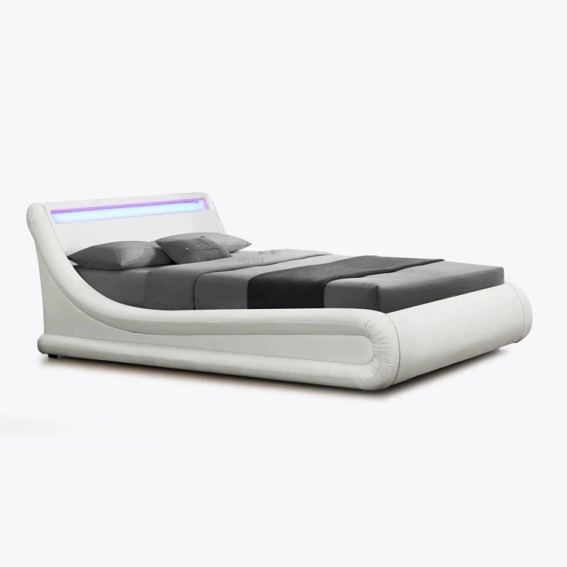 Image of Home Detail Galaxy LED White Ottoman Double Bed White