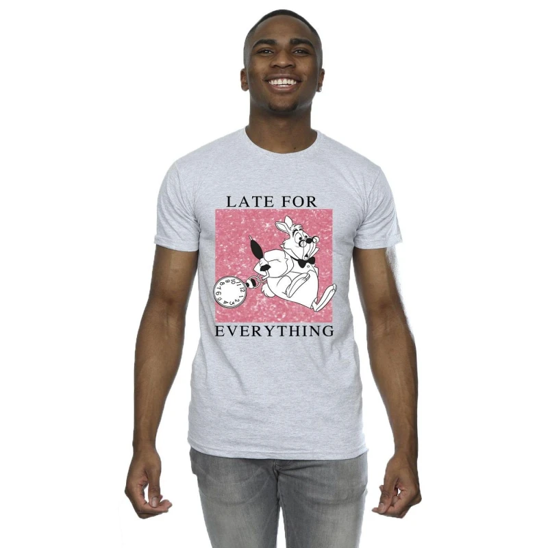 Image of Disney Men Alice In Wonderland White Rabbit T-Shirt in Grey Size: Small Grey S Male 5063283640375