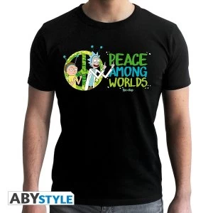 Image of Rick And Morty - Peace Among Worlds Mens Medium T-Shirt - Black