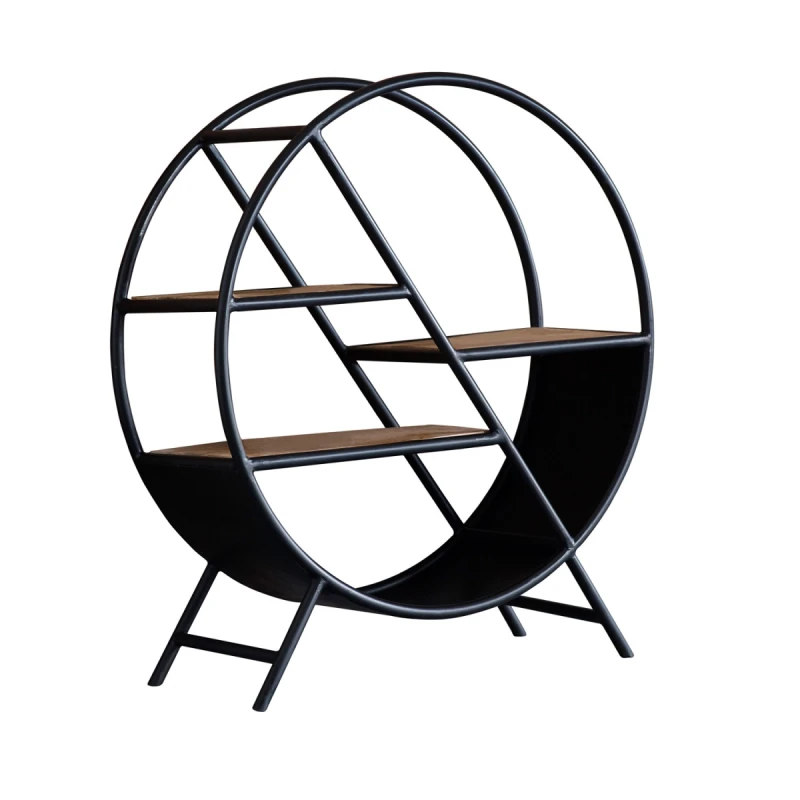 Image of Indian Hub Cosmo Industrial Round Open Bookcase