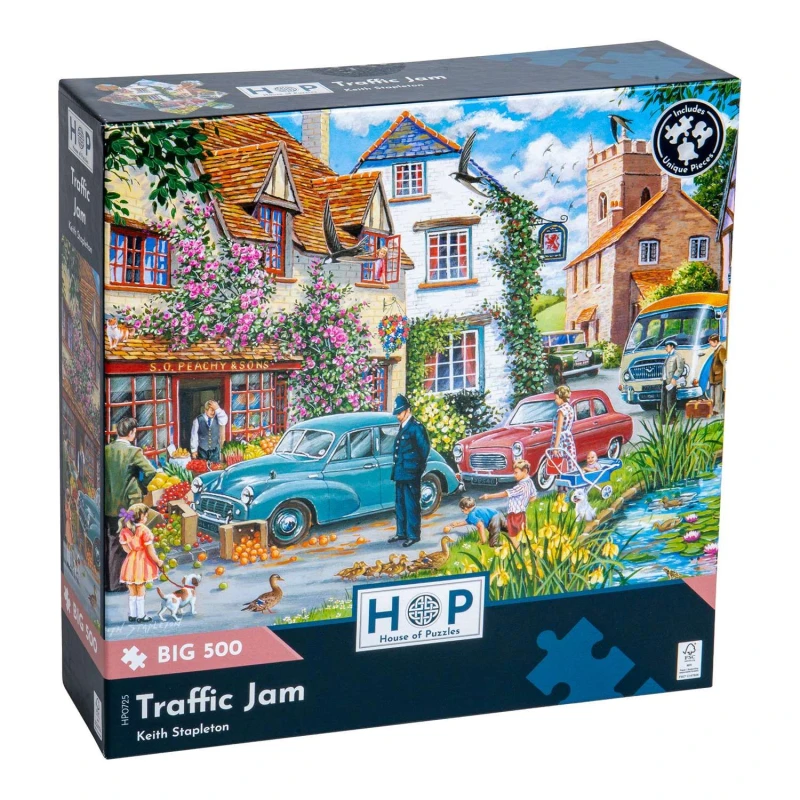 Image of The House Of Puzzles Traffic Jam BIG 500 Piece Jigsaw Puzzle Multicolor Unisex 500 Piece