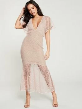 Image of U Collection Forever Unique Bell Sleeve Midi Dress - Pink, Size 8, Women