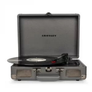 Image of Slate Crosley Cruiser Deluxe Vintage 3-Speed Bluetooth Portable Turntable
