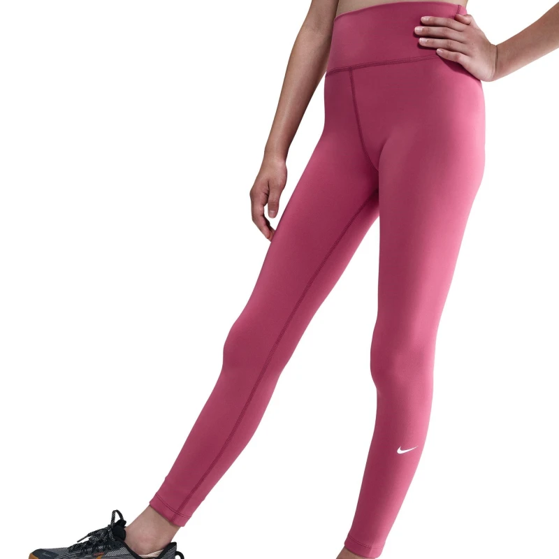 Image of Nike Dri-FIT One Big Kids (Girls') Leggings Med Pink female 7-8 (S)