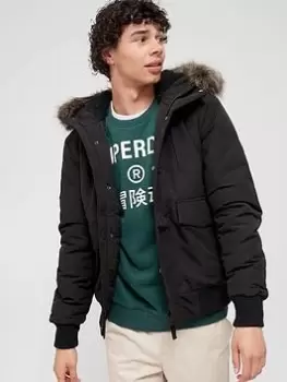 Image of Superdry Everest Bomber Parka Jacket - Black Size M Men