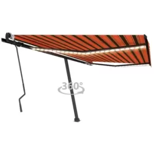 Image of Vidaxl - Manual Retractable Awning with LED 400x300cm Orange and Brown Multicolour