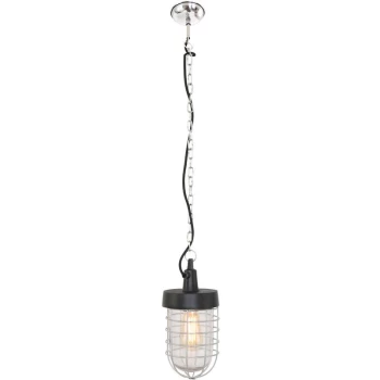Image of Sienna Lighting - Sienna Jax Wire Frame Pendant Ceiling Light Black Matt, Chrome Grid