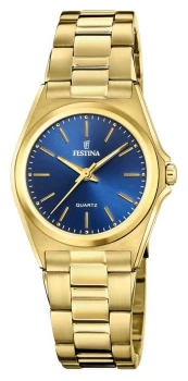 Image of Festina F20557/4 Womens Blue Dial Gold PVD Plated Watch