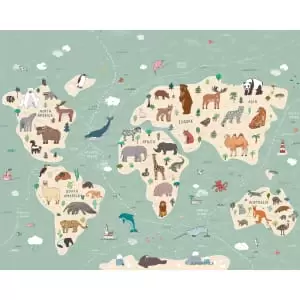 Image of Origin Murals Children's World Map Multi Wall Mural - 3.5m x 2.8m
