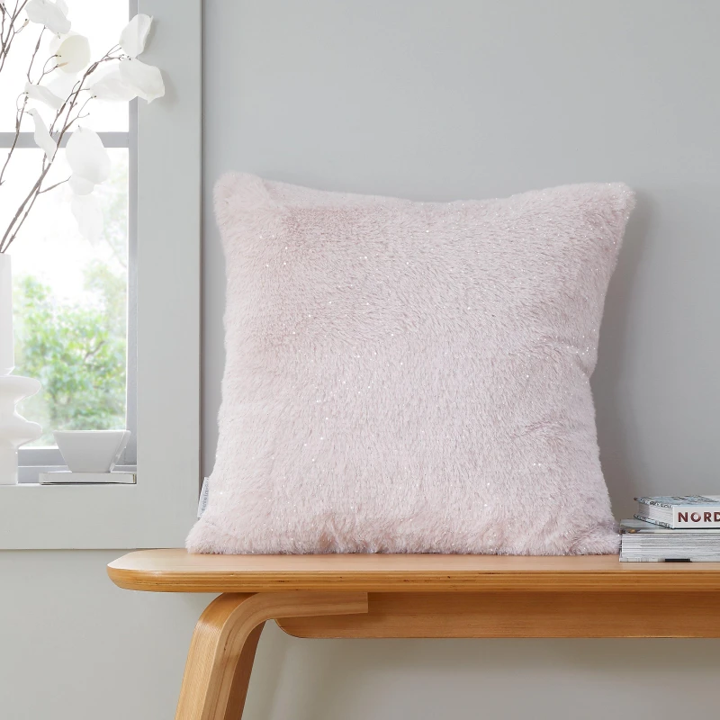 Image of Catherine Lansfield Cosy Glamour Fur Cushion Cushions 45x45cm Pink 42473806045