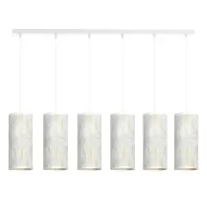 Image of Emibig Karli White Bar Pendant Ceiling Light with White Fabric Shades, 6x E14