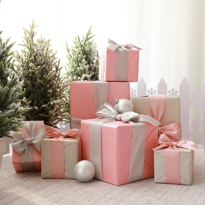 Image of LIFE IDEAS 7 Pieces Christmas Decorative Gift Boxes Pink unisex One size