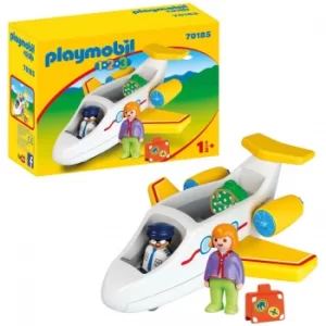 Image of Playmobil 1.2.3 Plane with Passenger for Children 18 Months+ (70185)
