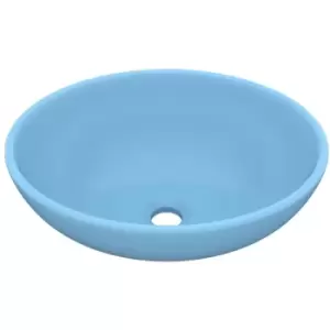Image of Luxury Basin Oval-shaped Matt Light Blue 40x33cm Ceramic Vidaxl Blue