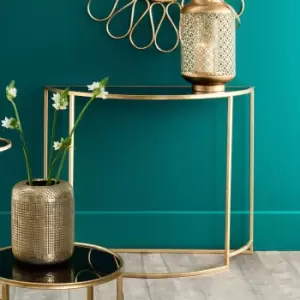 Image of Pacific Veneziano Console Table, Iron & Glass Black/Gold