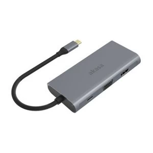 Image of Akasa USB Type-C 9-In-1 Dock - USB-C, VGA, HDMI, RJ45, 3x USB-A, SD, microSD