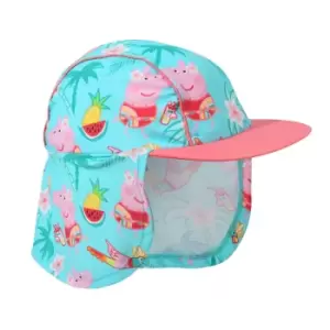 Image of Peppa Pig Girls Tropical Sun Hat (2-3 Years) (Sky Blue/Pink)