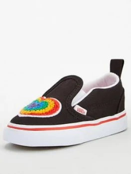 Image of Vans Slip-on V Chenille Rainbow Toddler Plimsolls - Black/Multi, Black/Multi, Size 9